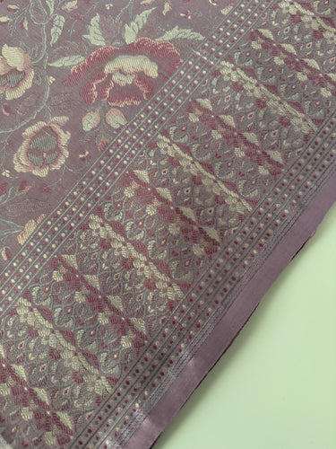 Satin Silk Saree from Banaras| Tanchoi weave | Mauve/Light Purple | Handwoven | No Zari | Silk Mark Certified | Ships from California
